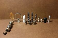 14 Vintage Antique Lot Metal & Acrylic LAMP FINIALS Assorted Shapes & Sizes picture