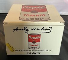 Vintage Andy Warhol Campbell’s Soup Can Double Old-Fashioned Glasses Set of4 NEW picture