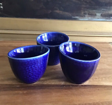 (3) RORSTRAND BLA ELD Blue Fire EGG CUPS by HERTHA BENGTSON Vintage picture