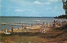 Chautauqua New York~Miller Bell Tower~Bathing Beach~Swimmers~Docks~1960s PC picture