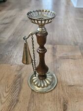 Vintage Dilly Candle Holder Wood Metal Candlestick W/ Snuffer 10 Inch  picture