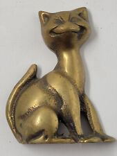 Vintage Solid Brass Cat Hand Crafted Made In England picture