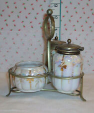 Vintage Lusterware Pearlescent Finish Three Piece Condiment Set With Stand picture