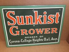 40s PORCELAIN SUNKIST GROWER SIGN MEMBER OF CORONA-COLLEGE HEIGHTS O. & L. ASSN. picture