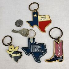 Lot of 4 Vintage Texas Houston Fort Worth Key Chain Collectible Souvenir Cowboy picture