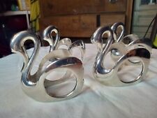 Vintage 1980s Silver Plate Swan Napkin Holders - Set of 4 picture