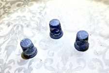Vtg Thimbles Currier And Ives Porcelain Blue Homestead Winter Scenes Lot of 3 picture