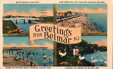 Belmar New Jersey NJ Multiview Greetings Beach Silver Lake White Bridge Postcard picture