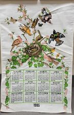 Vtg Cecily 1985 Calendar Tea Towel Tapestry Birds Design Cloth Crafts Upcycling  picture