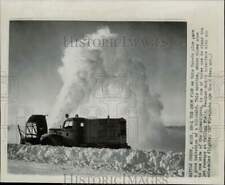 1957 Press Photo Snowplow Clears Runway At Kellogg Field, Battle Creek, Michigan picture