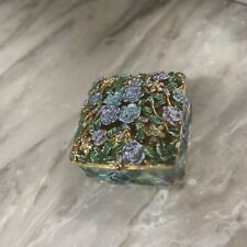 Rucinni Enamel On Metal flowers  Trinket Box Swarovski  Crystal Floral picture