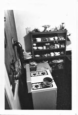 5 Vintage Old 1950 Photos of Man Admiring his Restaurant Kitchen Stove Cabinets  picture