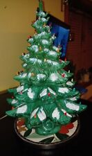 Vintage  24” Atlantic Mold  Ceramic Flocked Lighted Christmas Tree 4 Piece picture
