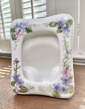 Vintage Porcelain Hand Painted Purple Floral Picture Frame Signed picture