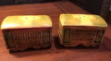 Vintage New Orleans Salt and Pepper Shakers Streetcar Desire Trolly Gold Car Set picture