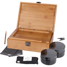 Premium Bamboo Large Stash Box Kit with Lock Wood Rolling Tray and Accessories picture