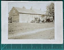 Antique Vintage Board Mounted Black White Sepia Photo 2 Young Girls Next To Barn picture