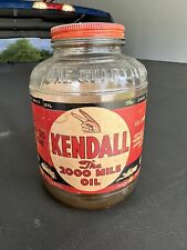 Vintage Kendall 2000 Mile Motor Oil Quart Glass Bottle War Time Jar Paper Label picture
