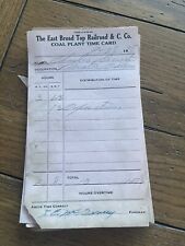 1940s The East Broad Top Railroad co Coal Plant Time Card picture
