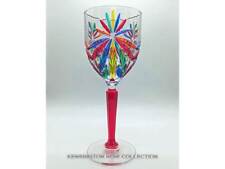 SORRENTO WINE GLASS - RED STEM - HAND PAINTED VENETIAN GLASS picture