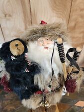 Old World Santa Claus Figurine Woodland Forest Faux Fur Folk Art Christmas picture