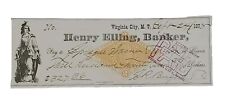 1878 Bank Check: Henry Elling, Banker, Virginia City, MT - S.R. Buford picture