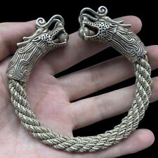 ANCIENT VIKING TWISTED DRAGON SILVER BRACELET RARE picture