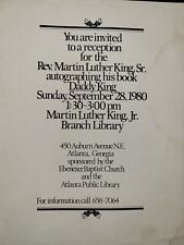 Super Rare Martin Luther King's Father Daddy King Book Signing Flyer Atlanta... picture
