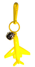 Vintage 1980s Plastic Charm Yellow Jet Airplane Charms Necklace Clip On Retro picture