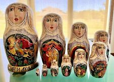 10 Russian Nesting Dolls Signed Set Stunning High Quality Fairytales Matryoshka picture
