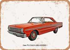 Classic Car Art - 1966 Plymouth Belvedere II Oil Painting - Rusty Metal Sign picture