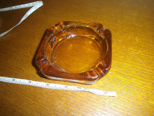  Vintage  Amber Square Ashtray Mid Century Modern Art Glass 3 3/4 inches square picture