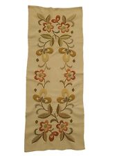 Vintage Embroidered Dresser Scarf/Table Runner Floral Orange Yellow Green Handma picture