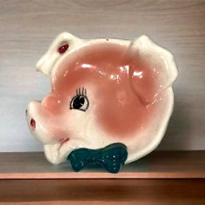 Vintage Kitschy Pink Pig Ceramic Trinket Dish or Wall Hanging Farmhouse Decor picture
