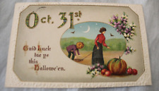 Antique Early 1900s Halloween Postcard Good Luck Pumpkin Head Embossed Germany picture