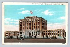 Iron Mountain MI-Michigan, Commercial Bank Building, Vintage c1935 Postcard picture