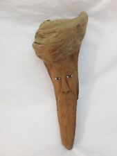 HAND CARVED WOODEN SCULPTURE FACE OF MAN WITH MUSTACHE AND BEARD SIGNED GLAD picture