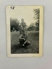 Two Shirtless Men Woman Stacked  B&W Photograph 2.5 x 3.5 picture
