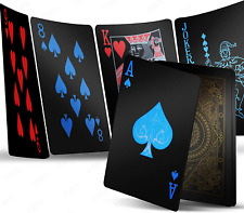 2 Barajas de Cartas de Plastico Baraja Poker Negra Impermeable de Lujo Adultos picture
