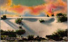 Postcard NM Sunset on White Sands of Great Southwest 1941 Linen Vintage PC picture
