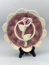 Vintage Hand Painted Plate Pink Rose Victorian Capodimonte Style Decor 8.5” - L2 picture