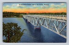 Lake of Ozarks MO-Missouri, Grand Glaize Bridge, Vintage c1956 Postcard picture