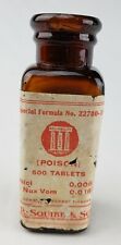 Antique NOS Amber Poison Bottle E.R. Squibb & Sons EMPTY Original Label & Tabs picture