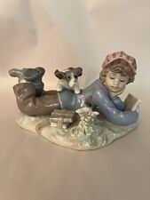 Lladro Study Buddies Boy Reading With Dog Porcelain Figurine 1987 Artist Signed picture