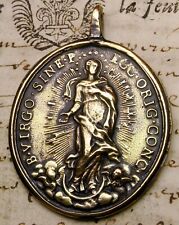 ANTIQUE 18TH CENTURY ST. BARBARA CATHOLIC THE IMMACULATE CONCEPTION BRONZE MEDAL picture