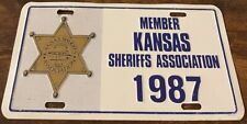 1987 Kansas Sheriff's Association Booster License Plate Sheriff Member picture