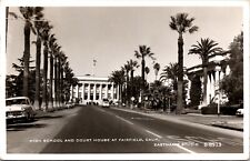 Real Photo Postcard High School and Court House in Fairfield, California picture
