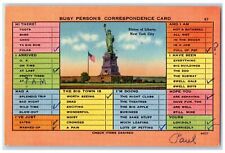 c1940's Statue Of Liberty Tower Building US Flag View New York City NY Postcard picture