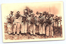 6 Sailors holding Mediterranean Palms WW2 era Real Photo Postcard A182 picture