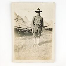 Named WW1 Soldier Camp Photo c1918 John Metzger Tents Military Man Art D1155 picture